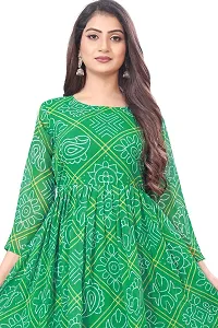 Rudra Fashion Mart Bandhani Women Georgette Printed Anarkali Kurta, Long Kurti Women Top Dress (Medium, Green)-thumb3