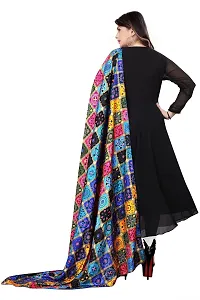 RUDRA FASHION MART Women's Anarkali Long Solid Black Kurti Gown with Printed Dupatta Kurta, Latest Georgette Long Ethnic Gown Top Dress for Women and Girls-thumb4