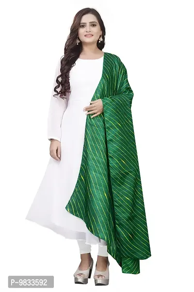 Rudra Fashion Mart Women Georgette Gown With Fancy Digital Print Dupatta Solid White Kurta Kurti And Dupatta Set Ethnic Dresses For Girls (Medium, Green)-thumb0