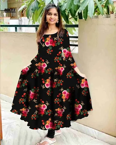 Classic Satin Silk Printed Gowns For Women