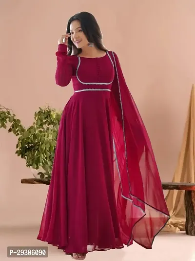 Attractive Georgette Gown for Women With Dupatta-thumb0