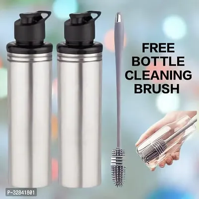 Stainless Steel Water Bottle 900ml with Cleaning Brush Pack of 2