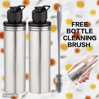 Stainless Steel Water Bottle 900ml with Cleaning Brush Pack of 2-thumb0