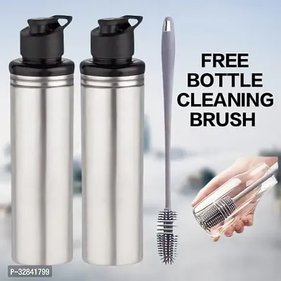 Stainless Steel Water Bottle 900ml with Cleaning Brush Pack of 2-thumb0