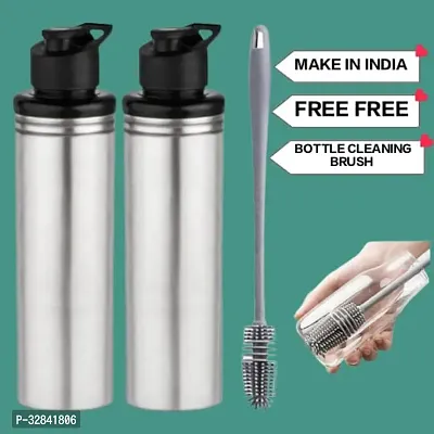 Stainless Steel Water Bottle 900ml with Cleaning Brush Pack of 2-thumb0