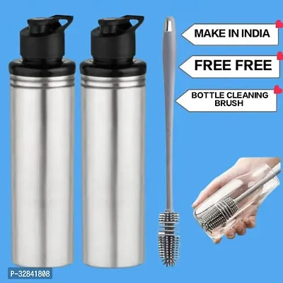 Stainless Steel Water Bottle 900ml with Cleaning Brush Pack of 2-thumb0