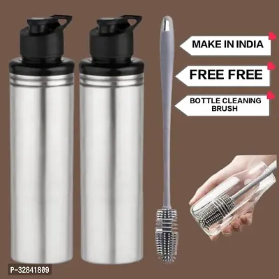 Stainless Steel Water Bottle 900ml with Cleaning Brush Pack of 2-thumb0