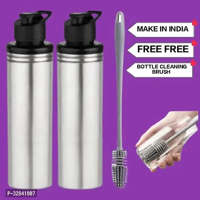 Stainless Steel Water Bottle 900ml with Cleaning Brush Pack of 2-thumb0