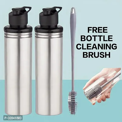 Stainless Steel Water Bottle 900ml with Cleaning Brush Pack of 2