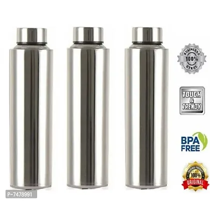 Stainless steel water bottle 1000ml approxe,water bottle,steel bottle,gym,sipper,school,office,water bottle 900ml.(Organ).Pack of 3