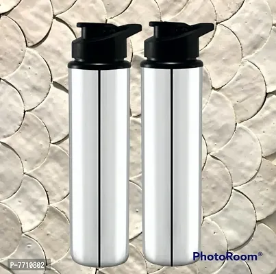Pack of 2 Stainless steel water bottle 1000ml approxe,water bottle,steel bottle,gym,sipper,school,office,water bottle 900ml.(Sports).-thumb0