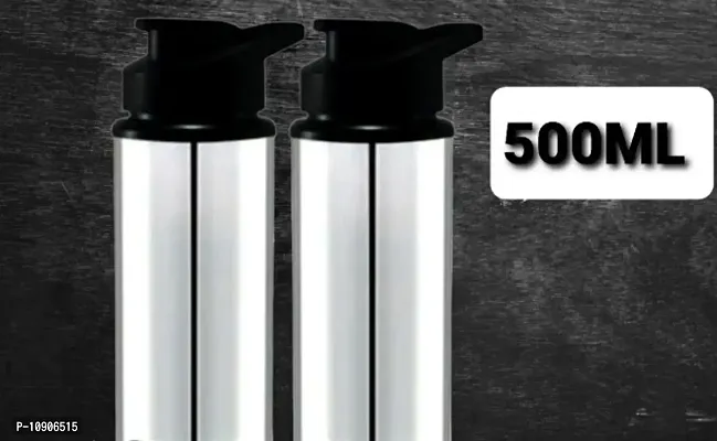(( SPORTS 500 ML )) Stainless Steel Sports Water Bottles | College bottle| Single Wall BPA Free  Leak Proof Cap and Steel Bottle 500 ml, Pack of 2