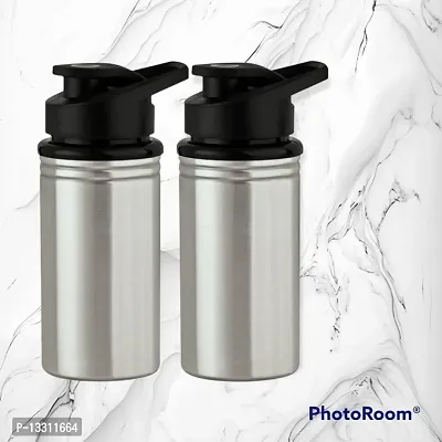 (( SPORTS 500 ML )) Stainless Steel Sports Water Bottles | College bottle| Single Wall BPA Free  Leak Proof Cap and Steel Bottle 500 ml, Pack of 2