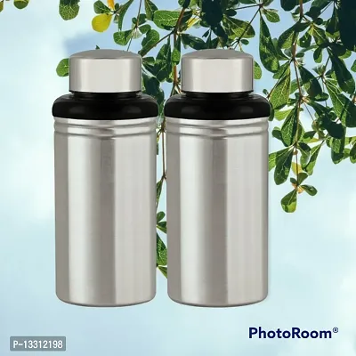 (( DHOOM 500 ML )) Stainless Steel Sports Water Bottles | College bottle| Single Wall BPA Free  Leak Proof Cap and Steel Bottle 500 ml, Pack of 2