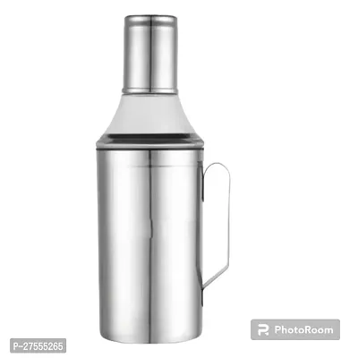 Oil Can Stainless Steel Nozzle Oil Disoenser 1 Litre Silver | Oil Container | Oil Pourer | Oil Pot | Oil Can | Oil Bottle with Handle. Pack of 1-thumb0