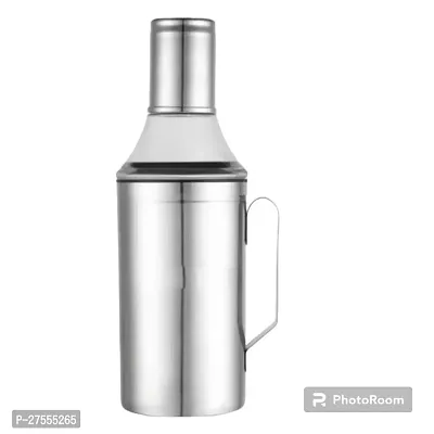 Oil Can Stainless Steel Nozzle Oil Disoenser 1 Litre Silver | Oil Container | Oil Pourer | Oil Pot | Oil Can | Oil Bottle with Handle. Pack of 1