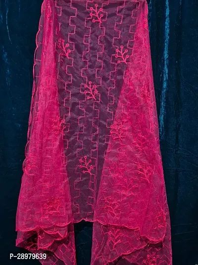 Stylish Pink Net Embroidered Dupattas For Women-thumb0