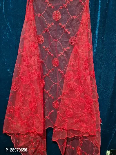 Stylish Red Net Embroidered Dupattas For Women