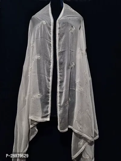 Stylish White Nazlin Embroidered Dupattas For Women