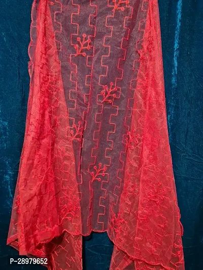 Stylish Red Net Embroidered Dupattas For Women