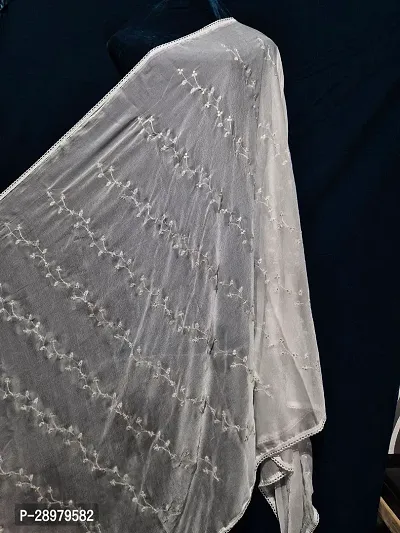 Stylish White Nazlin Embroidered Dupattas For Women