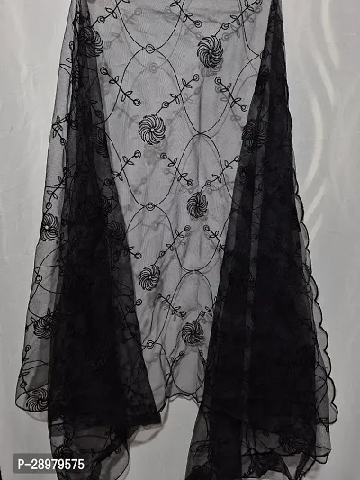 Stylish Black Net Embroidered Dupattas For Women-thumb0