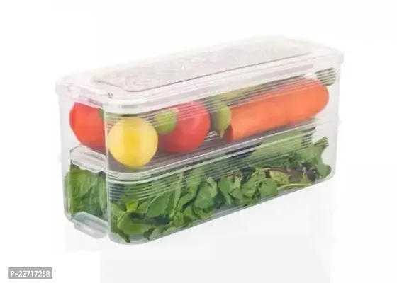 Premium Quality 2 Step Fridge Storage Boxes For Vegetables Fridge Organizers Case Refrigerator Containers Pack Of 1-thumb0