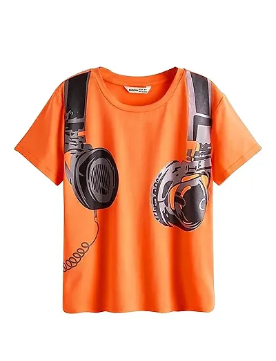 Dagcros Boy's Half Sleeve T-Shirts, (8-9 Years, Orange)