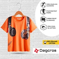 Dagcros Boy's Half Sleeve Printed Cotton T-Shirts, 15-16 Years, Orange-thumb4