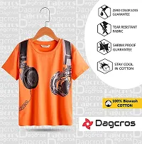 Dagcros Boy's Half Sleeve Printed Cotton T-Shirts, (8-9 Years, Orange)-thumb4