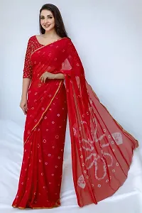 Women's Bandhani Print Chiffon Saree-thumb1