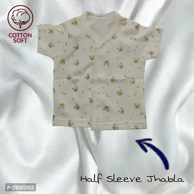 New Born Baby Gift Set of 5 Items, Blue Open Half Sleeves Jhabla Vest, T-Shirts, Pyajama Pant, Cap, Towel, Handkerchief Gift Set for Infant Babies 0-12 Months-thumb4