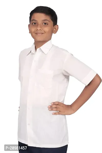 D V Enterprise White School Half Shirts for Boy's and Girls Uniforms Shirt with Collar and Pocket, School Uniform Shirt for Boys and Girls (30 Inch)-thumb3