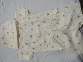 New Born Baby Gift Set of 5 Items, Green Open Half Sleeves Jhabla Vest, T-Shirts, Pyajama Pant, Cap, Towel, Handkerchief Gift Set for Infant Babies 0-12 Months-thumb1