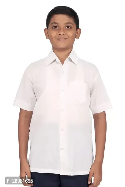 D V Enterprise White School Half Shirts for Boy's and Girls Uniforms Shirt with Collar and Pocket, School Uniform Shirt for Boys and Girls (22 Inch)