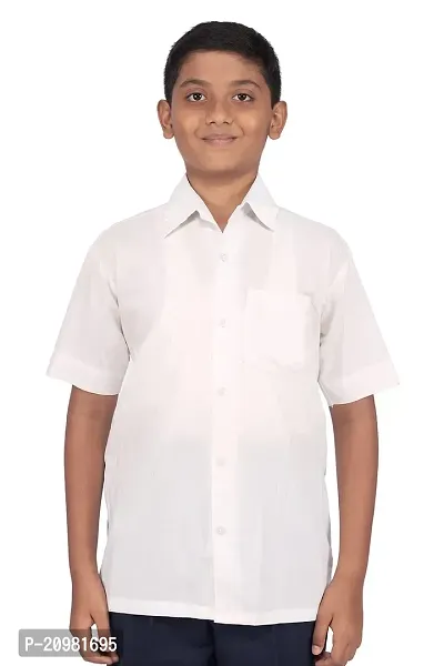 D V Enterprise White School Half Shirts for Boy's and Girls Uniforms Shirt with Collar and Pocket, School Uniform Shirt for Boys and Girls (22 Inch)-thumb0