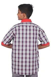 D V Boys Cotton Regular Fit Uniform Shirt (22) Red and Blue-thumb1