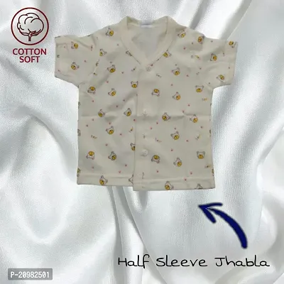 New Born Baby Gift Set of 5 Items, Green Open Half Sleeves Jhabla Vest, T-Shirts, Pyajama Pant, Cap, Towel, Handkerchief Gift Set for Infant Babies 0-12 Months-thumb4