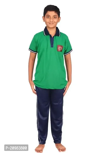 D V Enterprise Cotton Unisex Kendriya Vidyalaya T-Shirt with Collar Tshirt KV Kendriya Vidyalaya School Uniform Tshirt, School Tshirt (Green, Size - 36)-thumb3