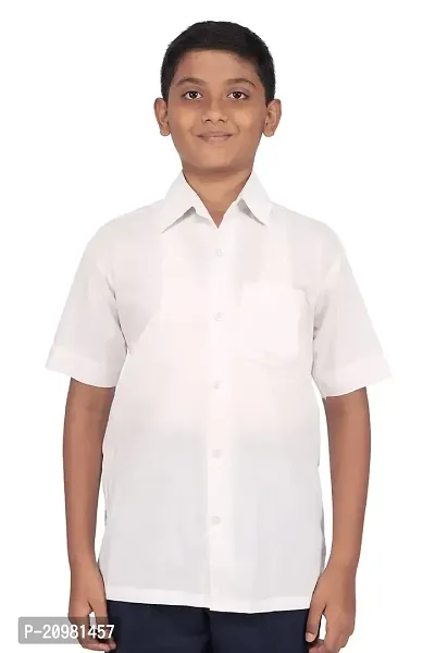 D V Enterprise White School Half Shirts for Boy's and Girls Uniforms Shirt with Collar and Pocket, School Uniform Shirt for Boys and Girls (30 Inch)-thumb0
