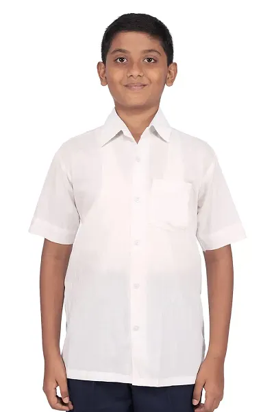 D V Enterprise White School Half Shirts for Boy's and Girls Uniforms Shirt with Collar and Pocket, School Uniform Shirt for Boys and Girls