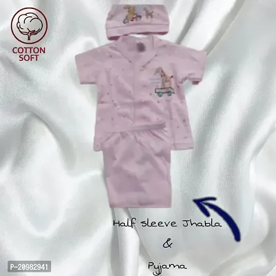NewBorn Baby Gift Set of 7 Items, Open Half Sleeves Jhabla Vest, Orange Color Palka T-Shirts, Pyajama Pant, Cap, Towel, Handkerchief,Himalaya Powder, Soap and earbuds set for Infant Babies 0-12 Months-thumb5