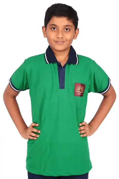 D V Enterprise Unisex Kendriya Vidyalaya T-Shirt with Collar Tshirt KV Kendriya Vidyalaya School Uniform Tshirt, School Tshirt (Green, Size - 32)