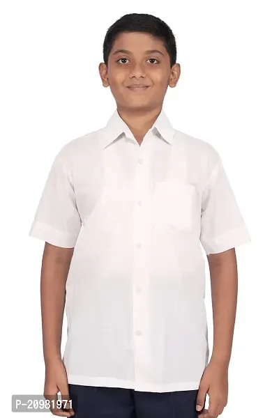 D V Enterprise White School Half Shirts for Boy's and Girls Uniforms Shirt with Collar and Pocket, School Uniform Shirt for Boys and Girls (32 Inch)-thumb0