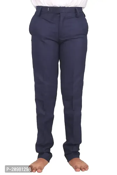 D V Enterprise School Uniform Boys Blue Full Pant with Elastic Regular Fit