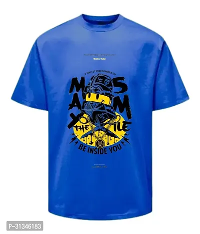 MOODIES Elite And Comfortable Blue Coloured Polyester Tees For Men-thumb0