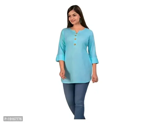 Anaya International Women's Casual Rayon Pattern Top with Front Button Design Stylish Casual Wear Top (KT1)-thumb0