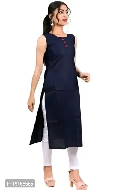 MAGIC BIRD Women Beautiful Solid Rayon Stylish Sleeveless Kurti Knee Length (SimpleKurti1)-thumb0