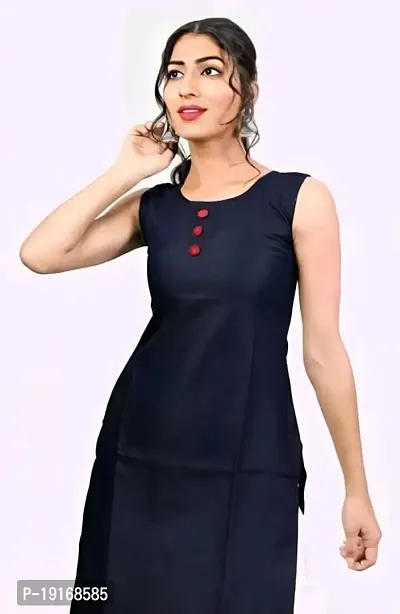 MAGIC BIRD Women Beautiful Solid Rayon Stylish Sleeveless Kurti Knee Length (SimpleKurti1)-thumb2