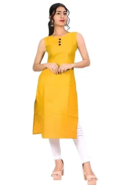 MAGIC BIRD Women Beautiful Solid Blend Sleeveless A-line Kurta(SKA-1)